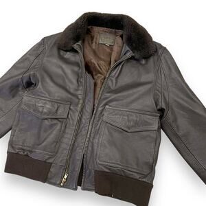 Vintage 80s G1 Naval Weapons San Diego Leather Brown Flight Jacket Bomber Sz 42
